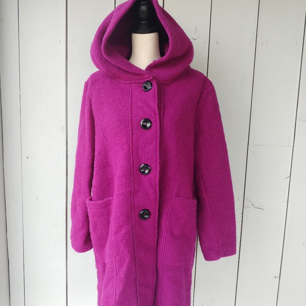 EVEREST | Fushia Purple Wool Button Down Coat